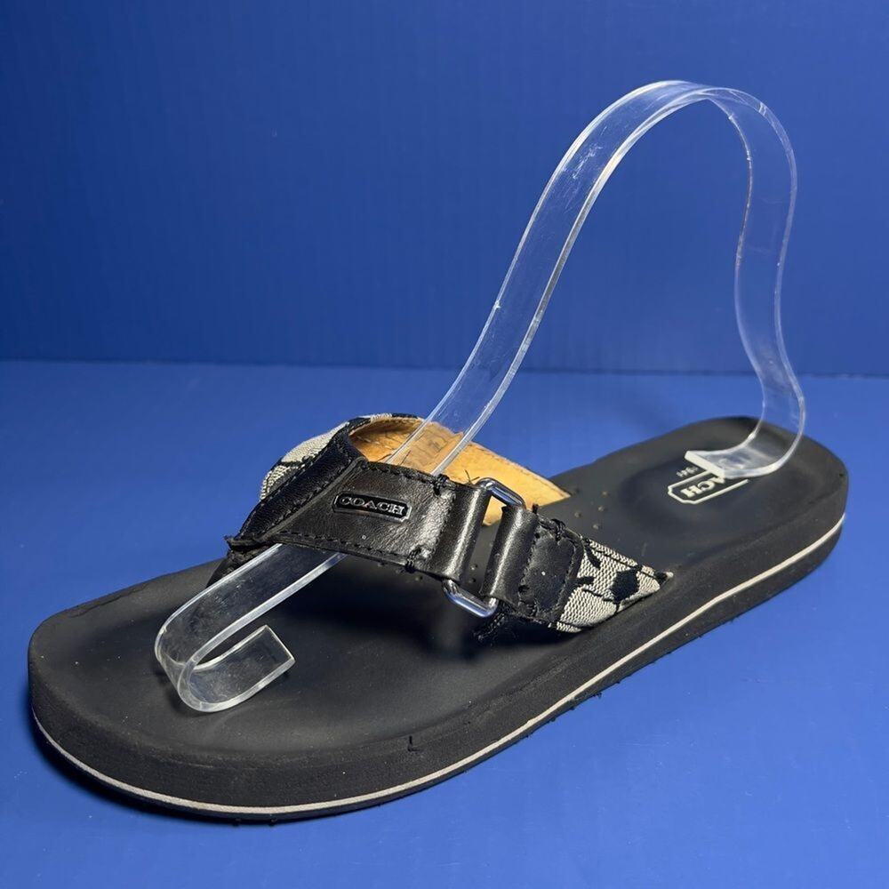 Coach Jada Monogram Leather Sandals Black Womens 7.5B A1563